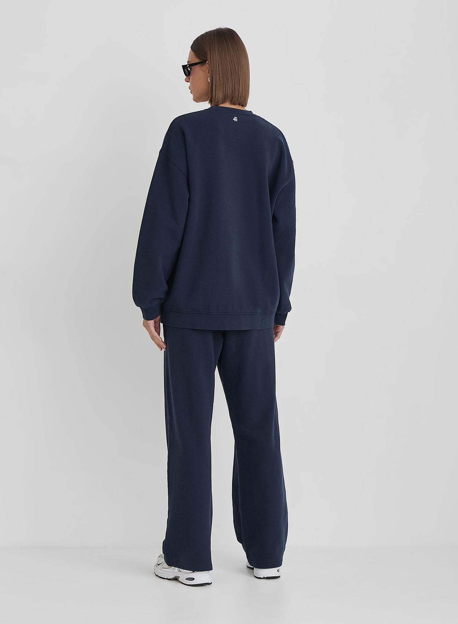 Navy Distressed Soho Slogan Classic Longline Sweatshirt